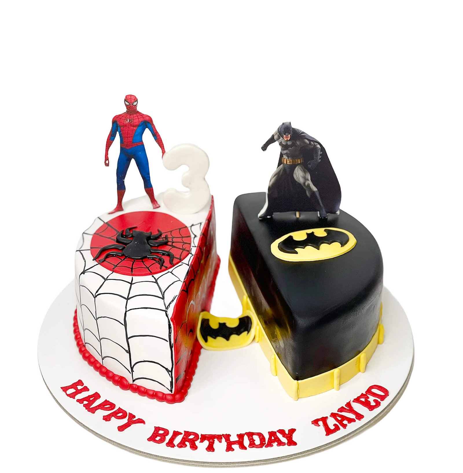 Spiderman and Batman Cake