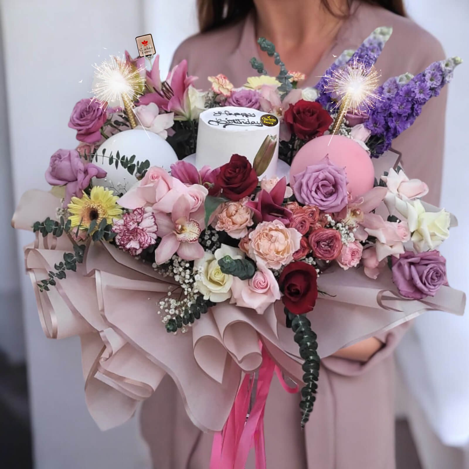 Birthday Cake and Flowers