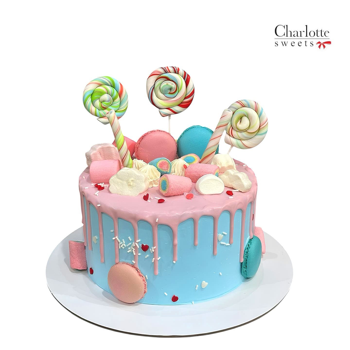 Blue and Pink Drip Cake