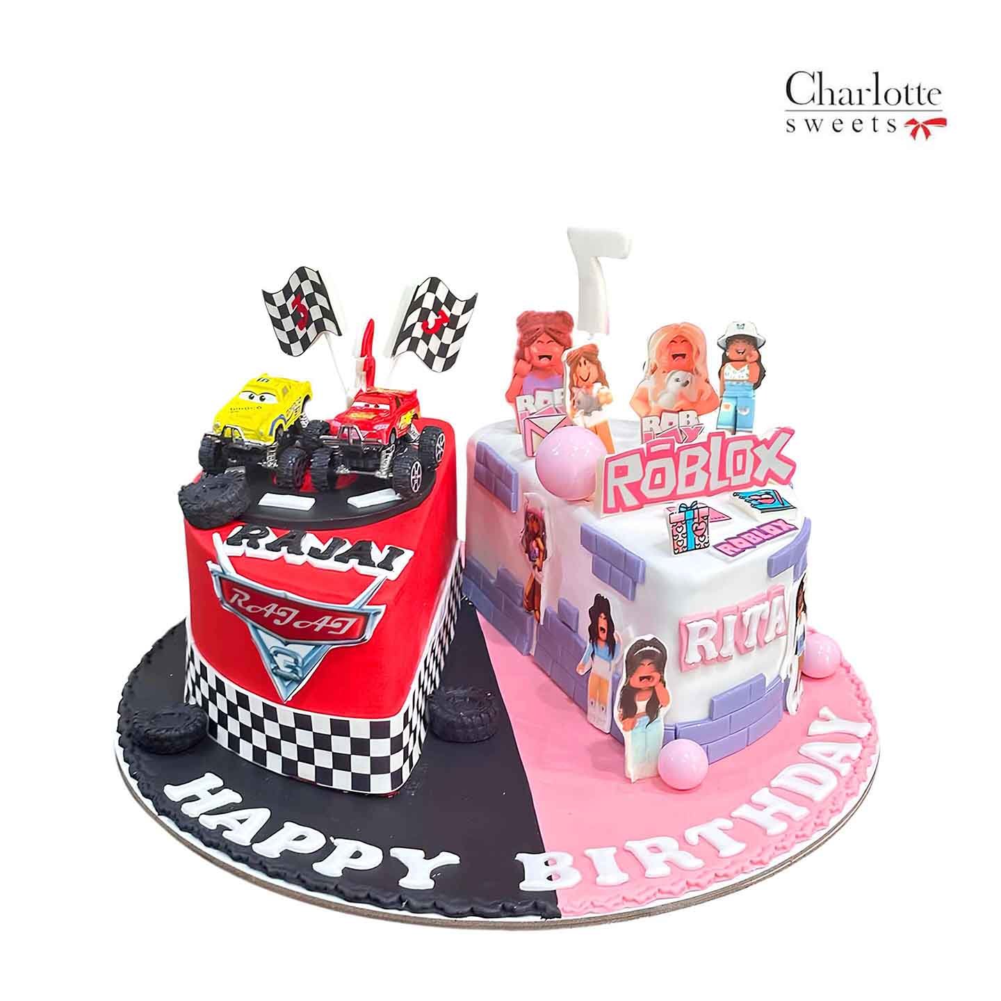 Half Cars Half Roblox Cake