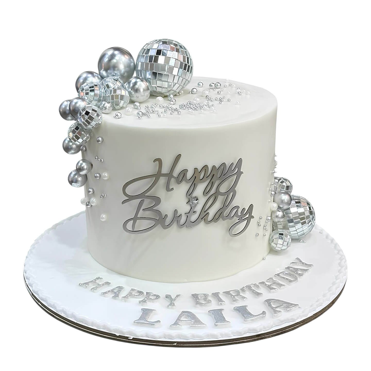 Silver birthday cake Design