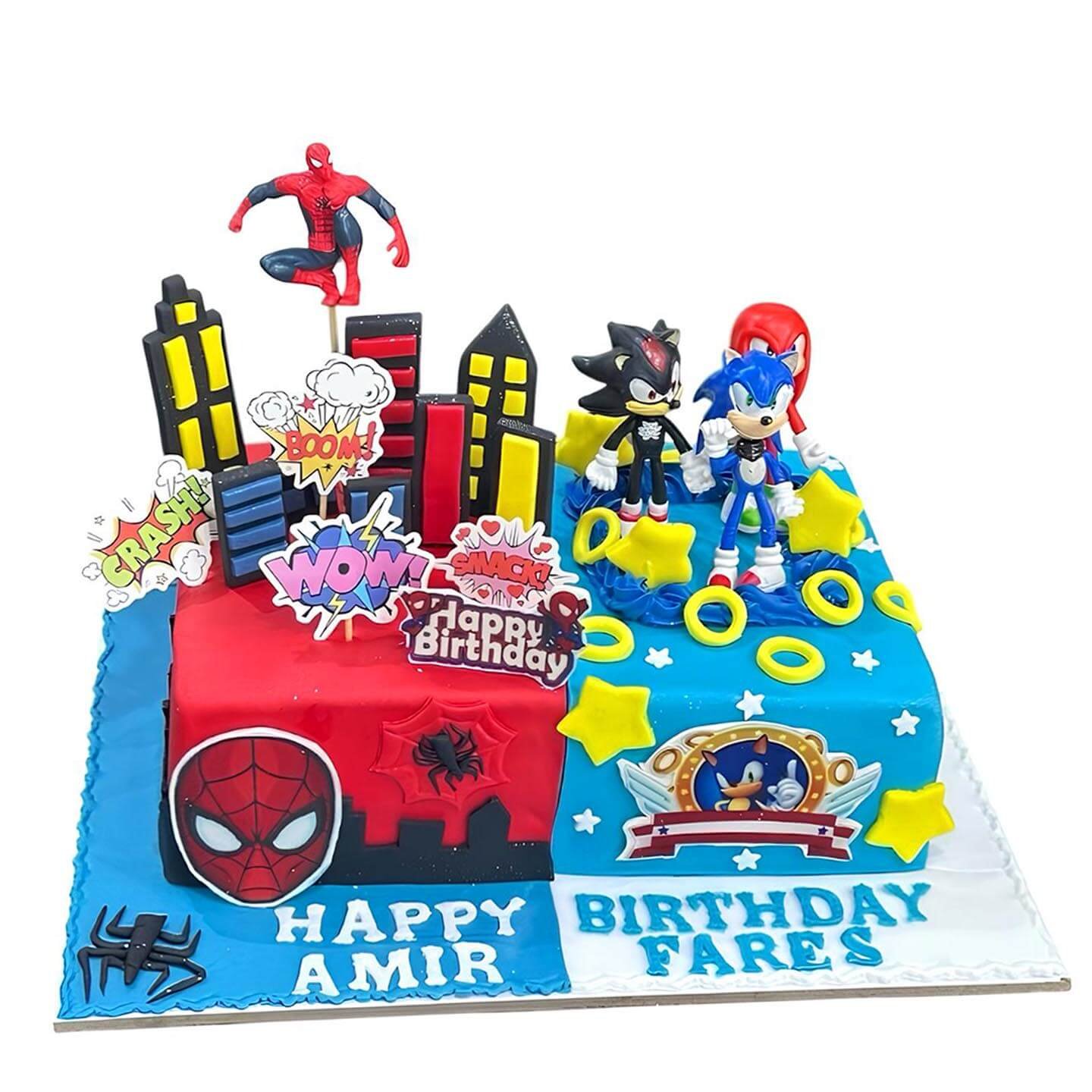 Spiderman and Sonic Cake