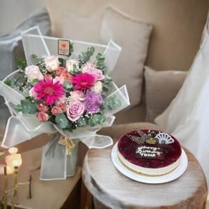 Cake With Flower Bouquet