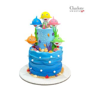 2 Tier baby shark cake