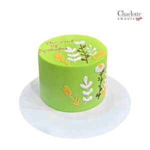 Floral Green Birthday Cake