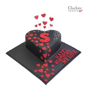 Black and Red Heart Cake