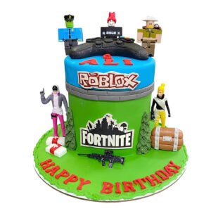 Fortnite and Roblox cake