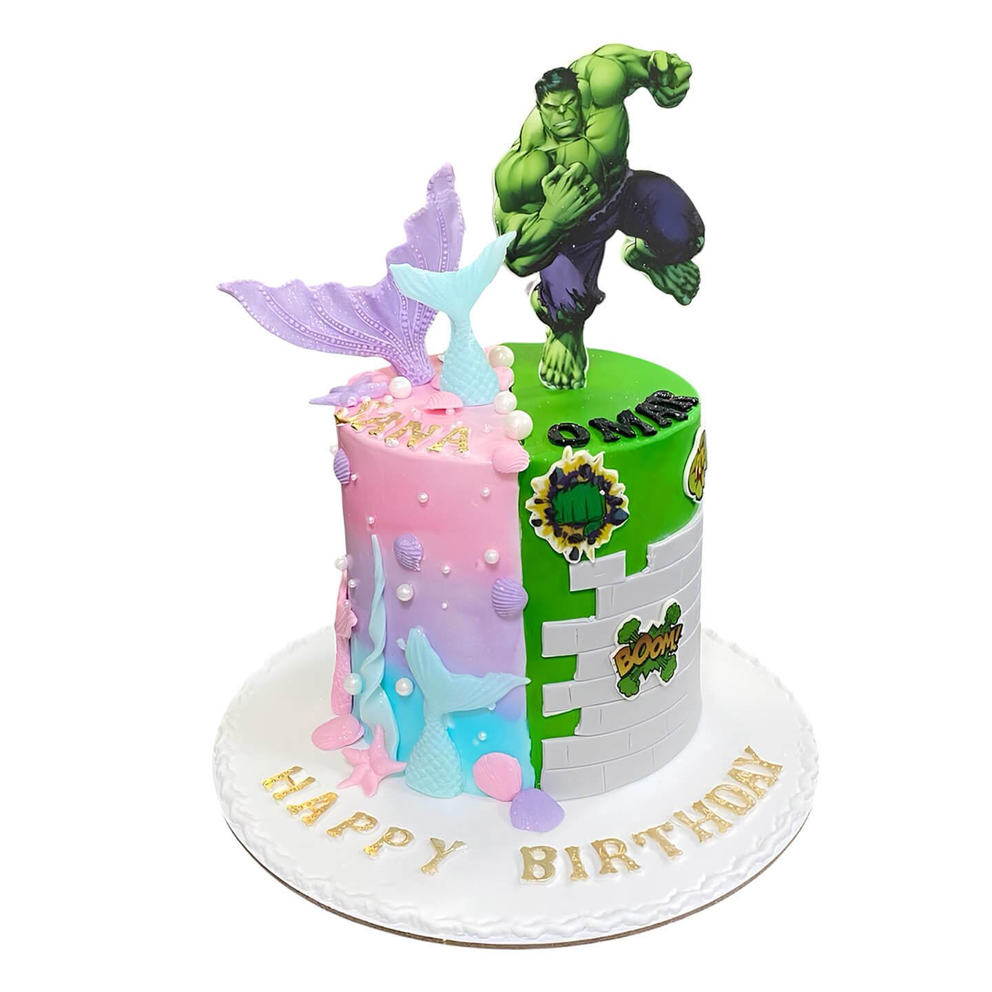 Mermaid and Hulk Cake