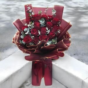 15 red roses bouquet