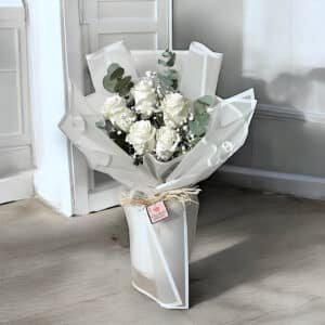 5 White Roses Bouquet