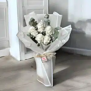 5 White Roses Bouquet