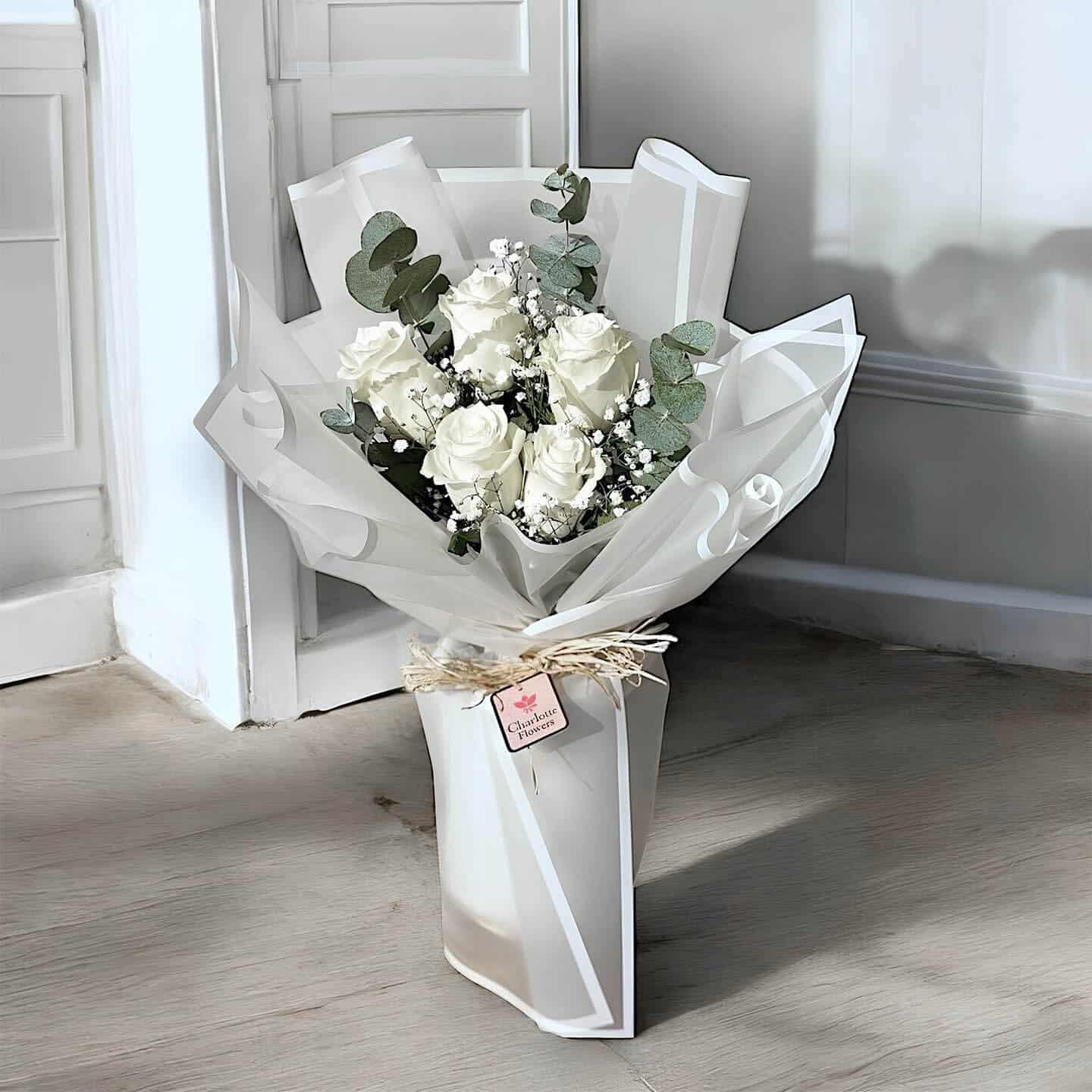 5 White Roses Bouquet
