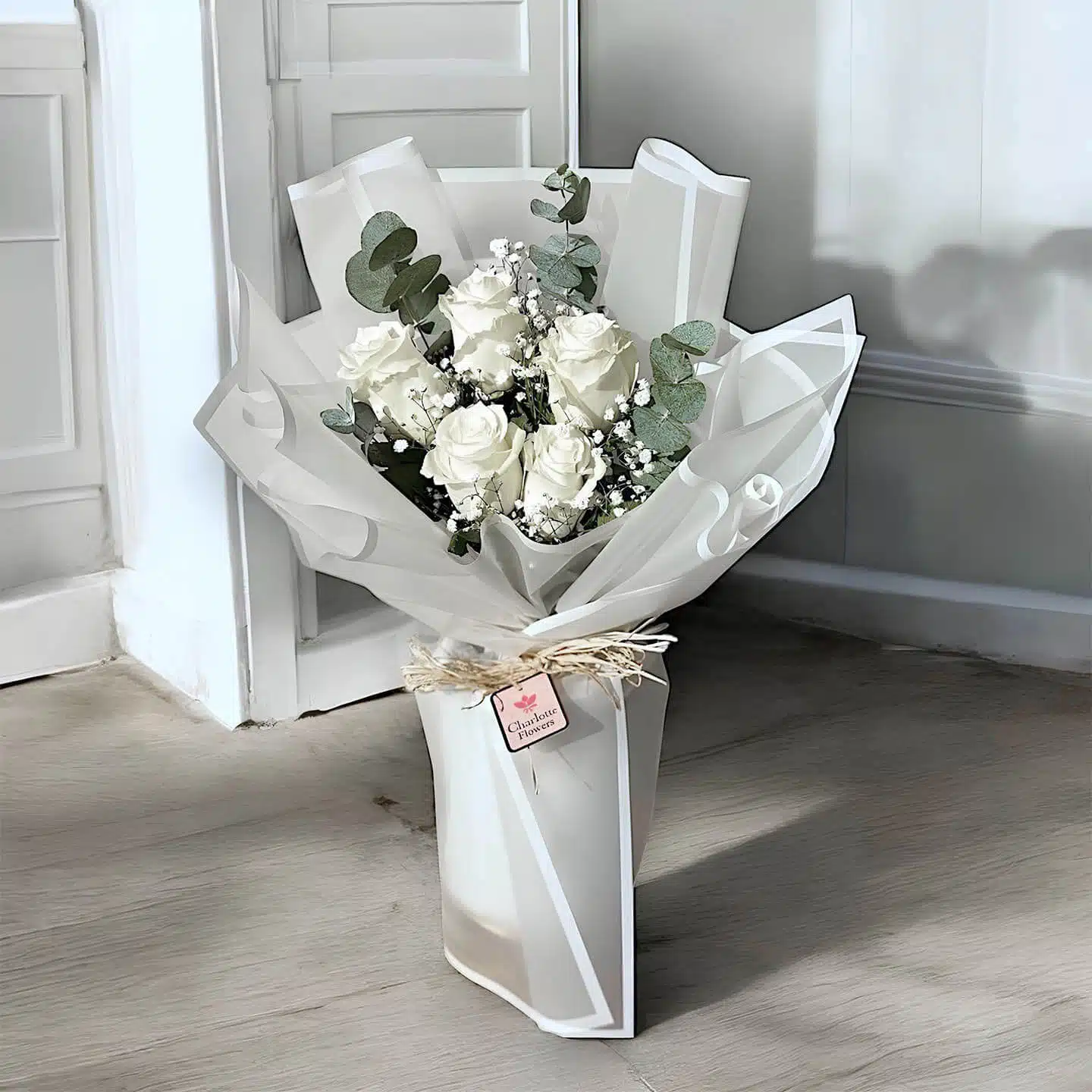 5 White Roses Bouquet