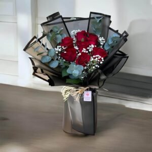 7 Red roses flower bouquet